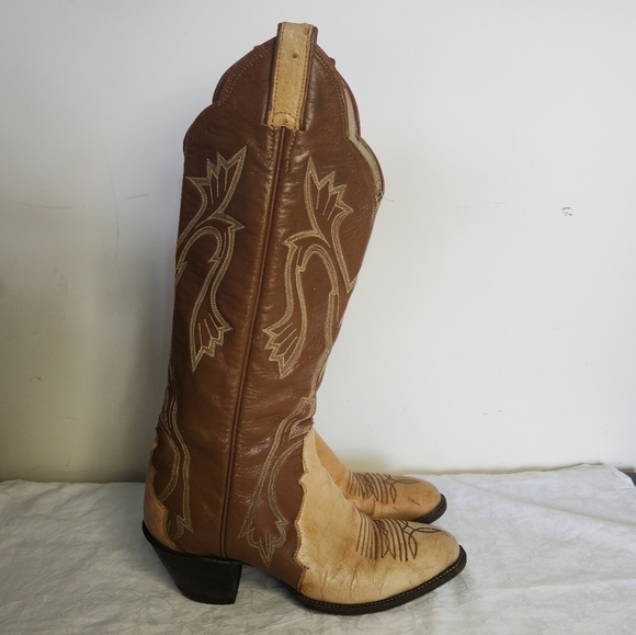 60s Ostrich Leather Western Cowboy Boots - Picture 2 of 16